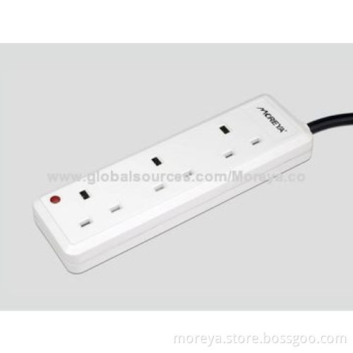 Power Strip of British Standard with 3 Socket Outlets, PC + ABS Plastic, Extension CordNew